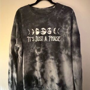 One of a kind!!! Bella Gray Tie-Dye Sweatshirt with Moon Phases